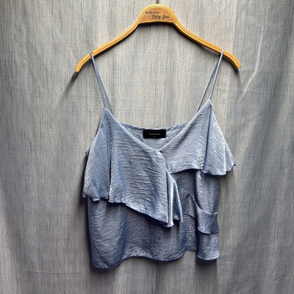 Work hall Blue Asymmetrical Ruffled Camisole size medium - Picture 2 of 7